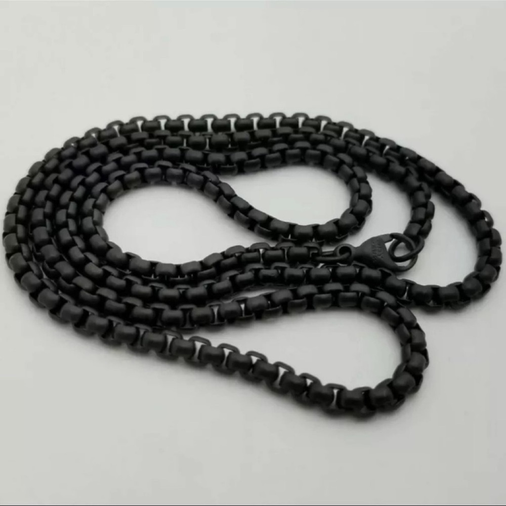 David Yurman Black Stainless Steel 3.6mm Large Box Chain Link 26" Necklace